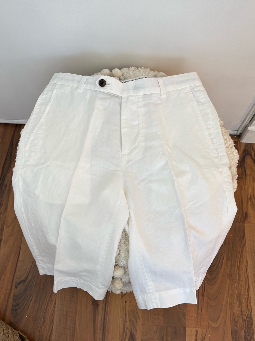 Brooks Brothers | White Flat-Front Cotton Shorts